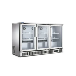 Refrigerador Contra Barra de 3 Puertas de Cristal de 380 Lts.
