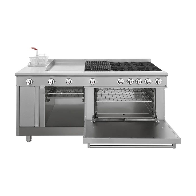 Estufa con 4 Quemadores, Horno, Asador de 1 pie, Plancha de 2 pies, Freidor y Gratinador - Imagen 5