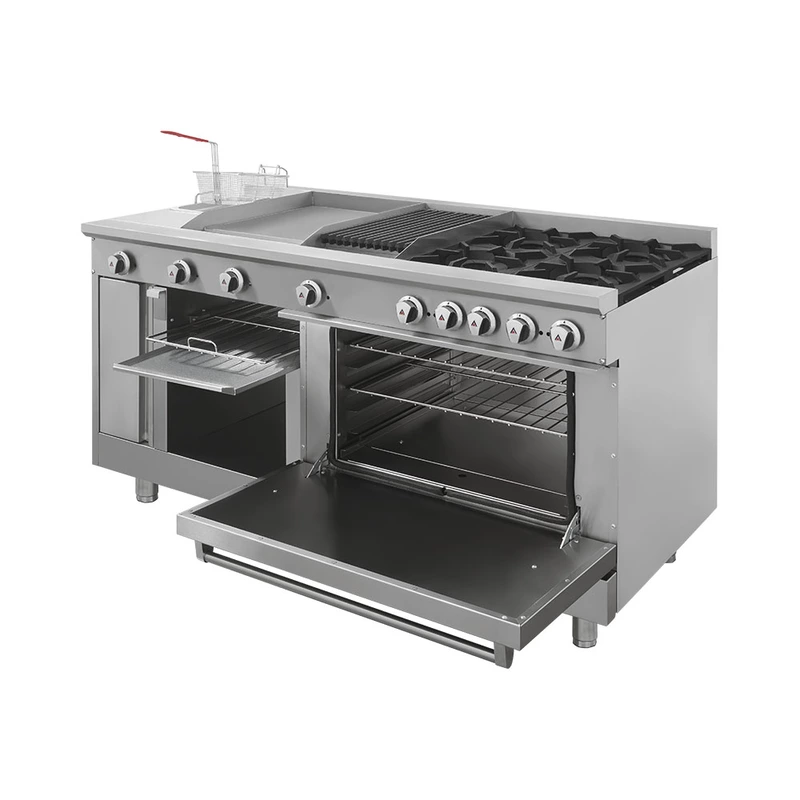 Estufa con 4 Quemadores, Horno, Asador de 1 pie, Plancha de 2 pies, Freidor y Gratinador - Imagen 3