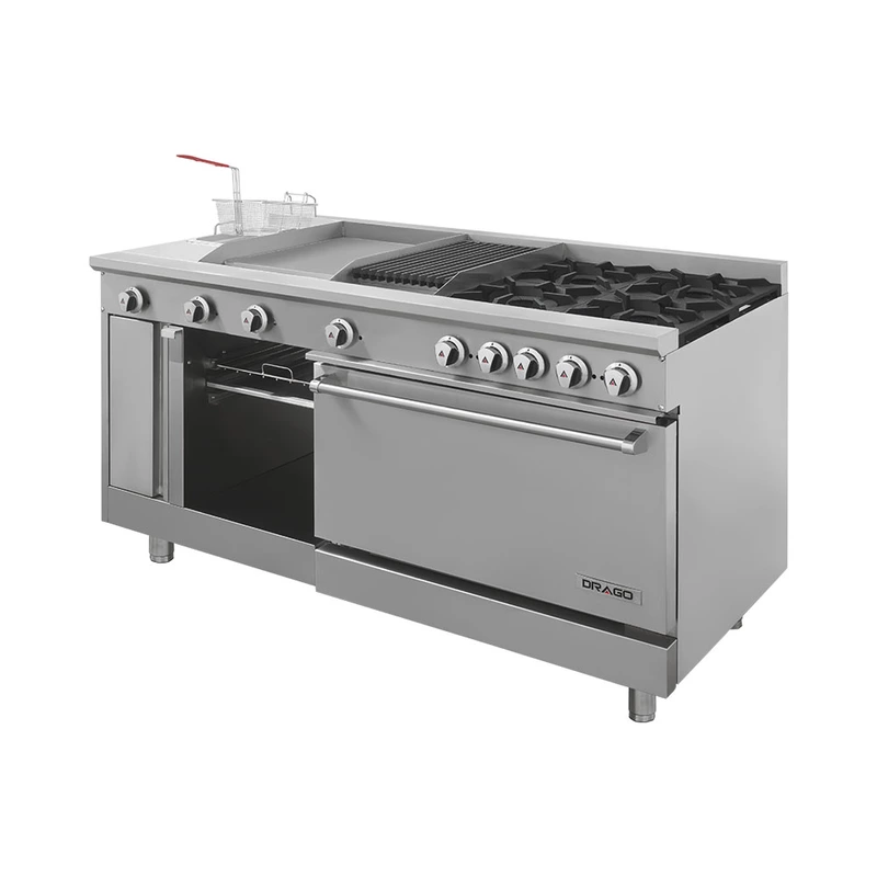 Estufa con 4 Quemadores, Horno, Asador de 1 pie, Plancha de 2 pies, Freidor y Gratinador - Imagen 4