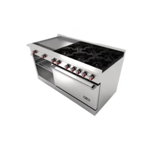 Estufa de 6 Quemadores, Plancha, Gratinador y Horno