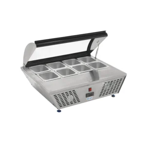 Base Refrigerada de 8 Insertos de Sobre Mesa con Tapa