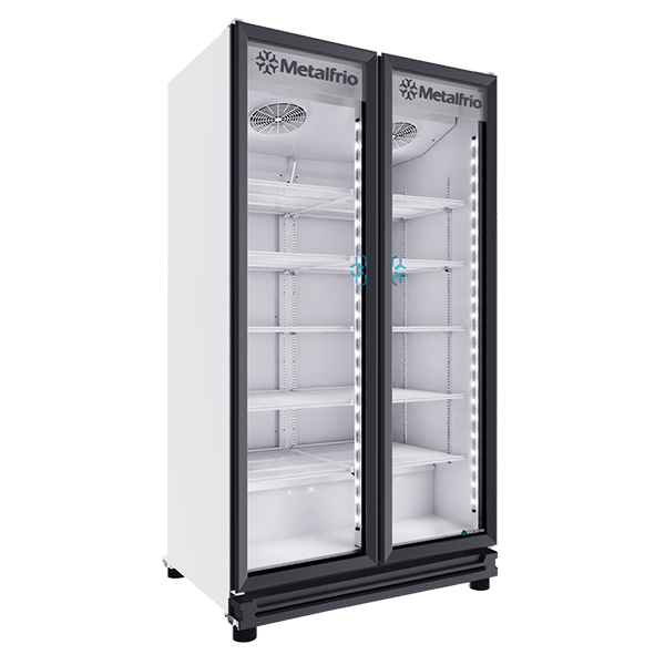 Metalfrío RB680 Refrigerador Vertical Full Glass Door 2 Puertas Cristal 38 Pies Cúbicos